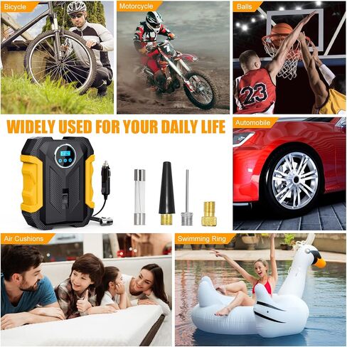 Air Compressor Tire Inflator, Femicgal Digital Air Compressor Portable with LED Light 12V DC, 150PSI Auto Pump Portable Tire Inflator for Car, Bicycle, Motorcycle, Balls, Balloons in Saudi Arabia