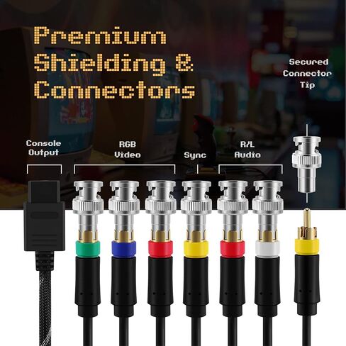 موصل كابل محول TNP N64 RGB/RGBs، متوافق مع شاشات Gamecube وNintendo N64 وSNES وSFC إلى RGB/RGBS (الأحمر والأخضر والأزرق والمزامنة) مع موصلات BNC in Saudi Arabia