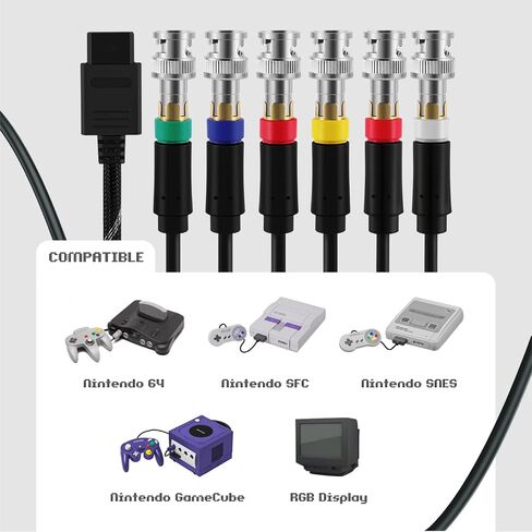 موصل كابل محول TNP N64 RGB/RGBs، متوافق مع شاشات Gamecube وNintendo N64 وSNES وSFC إلى RGB/RGBS (الأحمر والأخضر والأزرق والمزامنة) مع موصلات BNC in Saudi Arabia