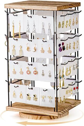 IRIIJANE Rotating Earring Display Stand Jewelry Spinning Organizer Stand with 48 Hooks, Earrings Rack Display Holder for Boutique Vendor Retail Display in Saudi Arabia