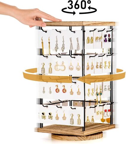 IRIIJANE Rotating Earring Display Stand Jewelry Spinning Organizer Stand with 48 Hooks, Earrings Rack Display Holder for Boutique Vendor Retail Display in Saudi Arabia