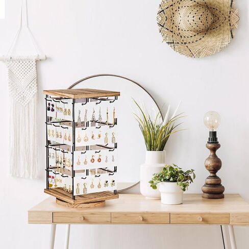 IRIIJANE Rotating Earring Display Stand Jewelry Spinning Organizer Stand with 48 Hooks, Earrings Rack Display Holder for Boutique Vendor Retail Display in Saudi Arabia