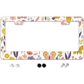 Cute Pink Heart License Plate Frame Stainless Steel Metal Auto Car Accessories Decoration with Screws License Plate Frame 2 Holes 6.3" x 12.2" for Women Gift in Saudi Arabia