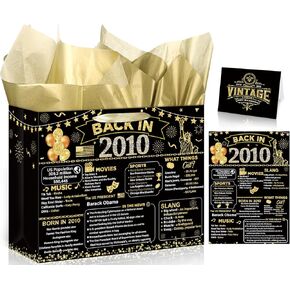 Yoirrat Black Gold 40th Birthday Bag Vintage 1984 Gift Bag with 40th Birthday Cards for Men Women Tissue Paper 40th Birthday Wrapping Paper Black Gold Paper Gift Bag for 40th Birthday Party Supplies in Kuwait