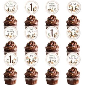 36Pcs One Lucky Duck Cupcake Toppers Mallard Duck 1st Birthday Decorations Animal Mallard Duck Hunting Cupcake Toppers for Boys Girls First Birthday Decor Party Supplies in Saudi Arabia