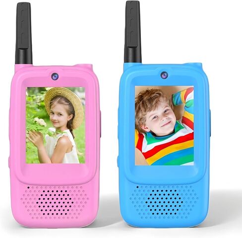 Video Walkie Talkies for Kids,Handheld 2 Pack Rechargeable Portable Kids Walkie Talkies with Video,Mini Intercom Walkie Talkie for Family Games,Outdoor Play,Camping,Travel,Hiking in Kuwait