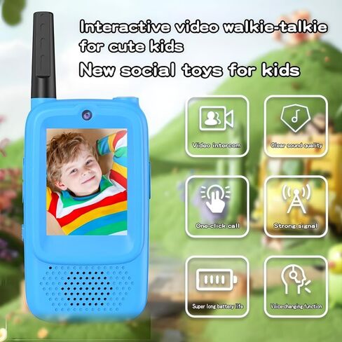 Video Walkie Talkies for Kids,Handheld 2 Pack Rechargeable Portable Kids Walkie Talkies with Video,Mini Intercom Walkie Talkie for Family Games,Outdoor Play,Camping,Travel,Hiking in Kuwait