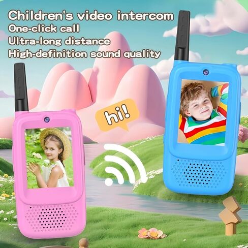 Video Walkie Talkies for Kids,Handheld 2 Pack Rechargeable Portable Kids Walkie Talkies with Video,Mini Intercom Walkie Talkie for Family Games,Outdoor Play,Camping,Travel,Hiking in Kuwait