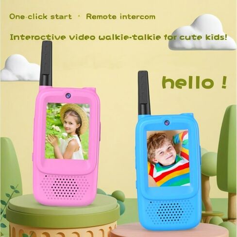 Video Walkie Talkies for Kids,Handheld 2 Pack Rechargeable Portable Kids Walkie Talkies with Video,Mini Intercom Walkie Talkie for Family Games,Outdoor Play,Camping,Travel,Hiking in Kuwait