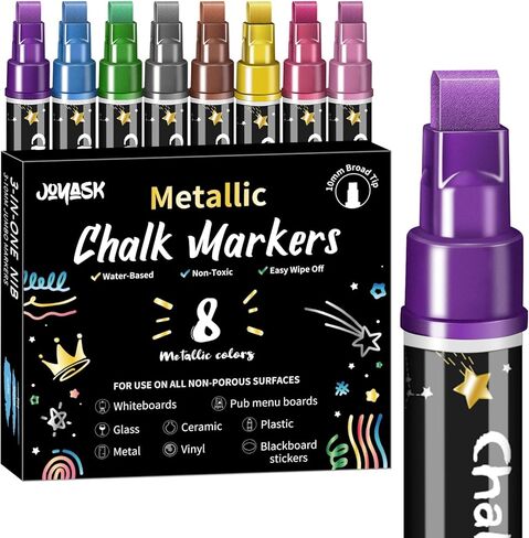 Liquid Chalk Markers for Blackboard, 12 Colors Washable Window Markers, 10mm 3-in-1 Jumbo Wide Tip, Dry Erase Marker Pens for Chalkboard, Car Window Paint Pens for Christmas Glass Mirror Decoration in Kuwait