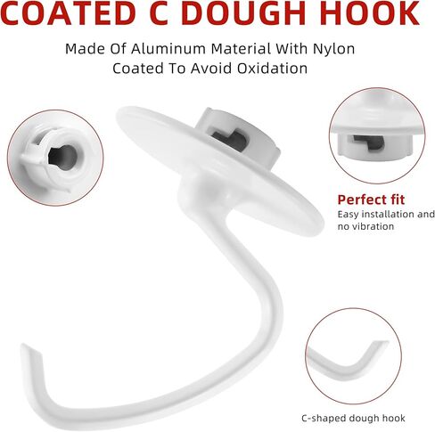 Stainless Steel K45DH Dough Hook Replacement for 4.5QT-5QT Tilt-Head Stand Mixer,Replace K45,KSM75,KSM90,KSM150,KSM175,KSM180 Serie Stand Mixer Accessories-Dishwasher Safe in Kuwait