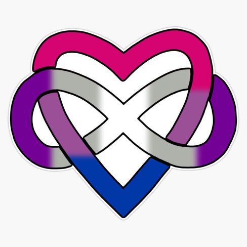Magnet Greysexual Biromantic Polyamory Inifinity Heart White Magnetic Vinyl Sticker 5" in Saudi Arabia