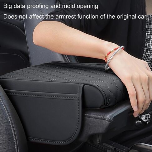 for BMW X3 F25 2011 2012 2013 2014 2015 2016 2017 Car Center Console Cover, Leather Memory Foam Protection Pad, Hand Rest Pillow with Height Increase, Interior Accessory,Black, normal in Saudi Arabia