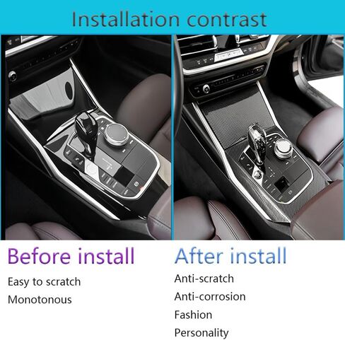 غطاء لوحة مقبض ناقل الحركة لوحدة التحكم المركزية لسيارات BMW 3 4 330i 340i Series G20 G21 G22 G23 2020-2025، ألياف الكربون نمط التحكم في علبة التروس إطار لوحة التحول الملحقات الداخلية (بلاستيك ABS) in Kuwait