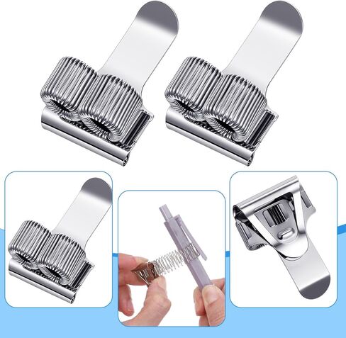 Pen Holder Clip for Notebook & Clipboard, 2pcs Double Hole Hook Metal Pen Loop Clip, Retractable Spring Loop Pencil Clips Hook, Adjustable Pens Holder Attachments for Journal, Notebook in Saudi Arabia