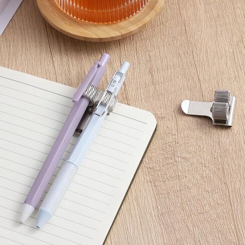 Pen Holder Clip for Notebook & Clipboard, 2pcs Double Hole Hook Metal Pen Loop Clip, Retractable Spring Loop Pencil Clips Hook, Adjustable Pens Holder Attachments for Journal, Notebook in Saudi Arabia