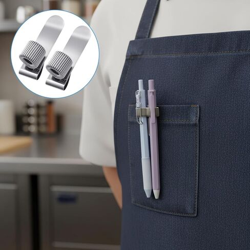 Pen Holder Clip for Notebook & Clipboard, 2pcs Double Hole Hook Metal Pen Loop Clip, Retractable Spring Loop Pencil Clips Hook, Adjustable Pens Holder Attachments for Journal, Notebook in Saudi Arabia
