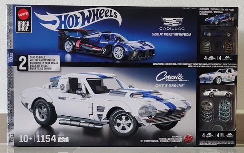 Mattel Brick Shop Building Set, Cadillac GTP Hypercar and Corvette Grand Sport, 1154 Pieces, Ages 10+, Racing Cars Collection Includes 2 Metal Die-cast Cars in Saudi Arabia