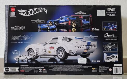Mattel Brick Shop Building Set, Cadillac GTP Hypercar and Corvette Grand Sport, 1154 Pieces, Ages 10+, Racing Cars Collection Includes 2 Metal Die-cast Cars in Saudi Arabia