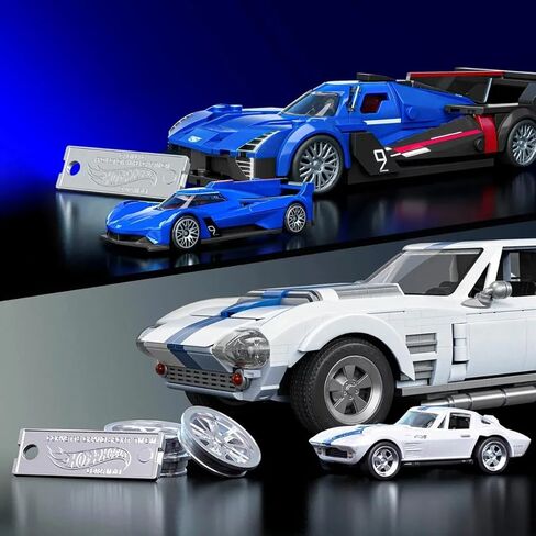 Mattel Brick Shop Building Set, Cadillac GTP Hypercar and Corvette Grand Sport, 1154 Pieces, Ages 10+, Racing Cars Collection Includes 2 Metal Die-cast Cars in Saudi Arabia