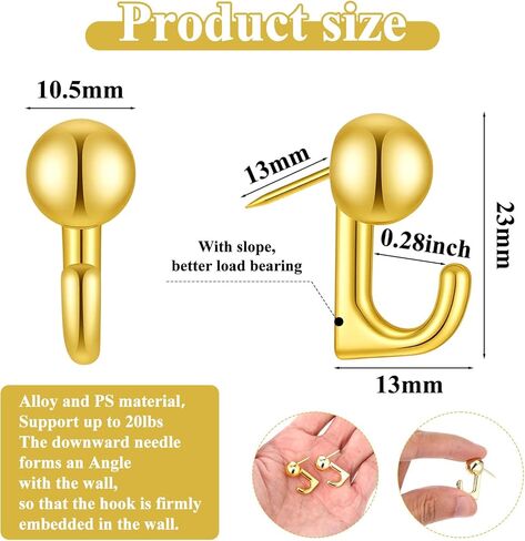 30 Pcs Gold Push Pin Picture Hooks, Thumbtacks for Wall Hanger Musical Note Shape Small Hook Pins Decorative Wall Hooks for Hanging Pictures, Thumb Tacks for Bulletin Board Office Home Decor in Saudi Arabia