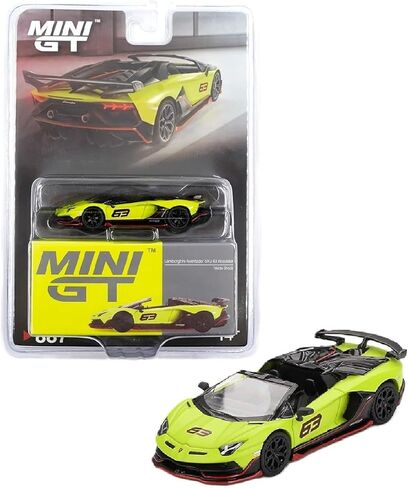 Diecast Model Car Compatible with Mini GT 1:64 Lamborghini Aventador SVJ 63 Roadster Verde Shock Limited Edition MGT00887 in Saudi Arabia