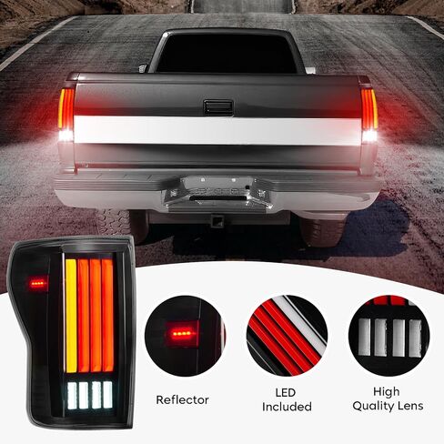 Tail Lights Pair Compatible with 2007 2008 2009 2010 2011 2012 2013 Toyota Tundra LED Tube Rear Brake Lamp Taillights Assembly, Black Housing Clear Lens in Saudi Arabia