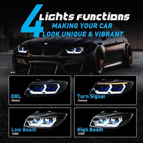 أضواء خلفية لسيارة BMW 3-Series E90 E91 328i 335i 4dr Sedan 2009-2012 المصابيح الخلفية مع الرسوم المتحركة العنبر المتسلسل إشارة الانعطاف الخلفية مصباح خلفي مدخن (التوصيل والتشغيل، زوج واحد) in Saudi Arabia