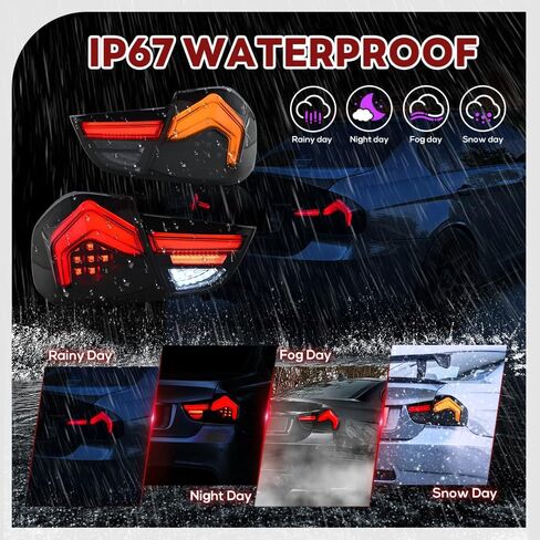 Tail Lights for BMW 3-Series E90 E91 328i 335i 4dr Sedan 2009-2012 Taillights with Animation Amber Sequential Turn Signal Rear Back Lamp Smoked(Plug & Play, 1 Pair) in Saudi Arabia