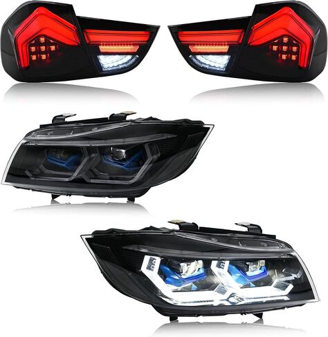 Tail Lights for BMW 3-Series E90 E91 328i 335i 4dr Sedan 2009-2012 Taillights with Animation Amber Sequential Turn Signal Rear Back Lamp Smoked(Plug & Play, 1 Pair) in Saudi Arabia