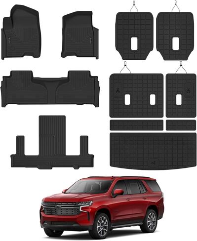 سجادات الأرضية وسجادة صندوق السيارة لسيارة Toyota RAV4 2006-2012 للحماية من جميع الأحوال الجوية، مجموعة كاملة من المطاط TPE وبطانات أرضية السيارات وبطانة الحمولة 2011 Toyota RAV4، عديم الرائحة ومضادة للانزلاق، أسود in Kuwait