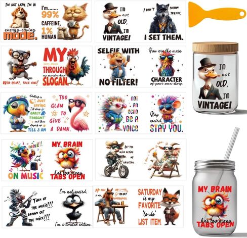 arricraft 10 Pcs Tribal Animals Pattern PVC Cup Transfer Stickers, Colorful Native American Style UV Waterproof Cup Sticker Kit for 16 oz Glasses Window Home Decoration in Saudi Arabia