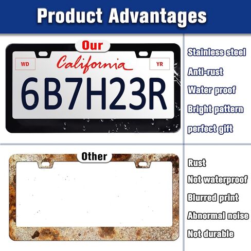 2 Pack Red Ladybug License Plate Frame Animal Flowers License Plate Holders Funny Stainless Steel Auto Accessory Bracket 2 Hole with Screws Universal Us Car License Plate Frames 6x12 in for Women Men in Saudi Arabia