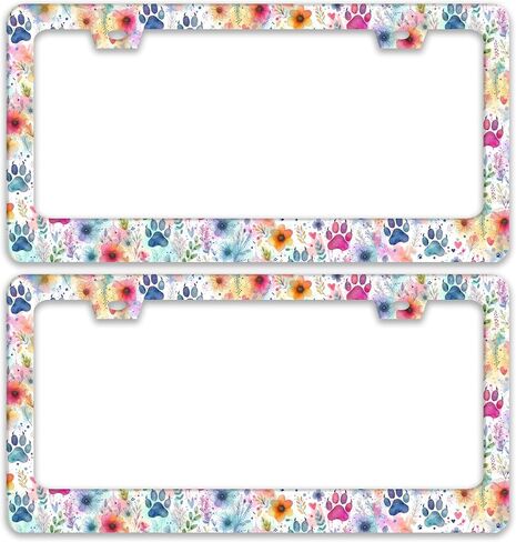 2 Pack Red Ladybug License Plate Frame Animal Flowers License Plate Holders Funny Stainless Steel Auto Accessory Bracket 2 Hole with Screws Universal Us Car License Plate Frames 6x12 in for Women Men in Saudi Arabia