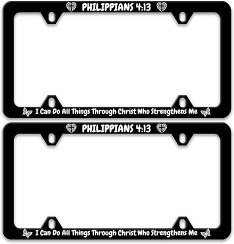 2 Pack Red Ladybug License Plate Frame Animal Flowers License Plate Holders Funny Stainless Steel Auto Accessory Bracket 2 Hole with Screws Universal Us Car License Plate Frames 6x12 in for Women Men in Saudi Arabia