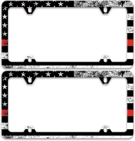 2 Pack Red Ladybug License Plate Frame Animal Flowers License Plate Holders Funny Stainless Steel Auto Accessory Bracket 2 Hole with Screws Universal Us Car License Plate Frames 6x12 in for Women Men in Saudi Arabia