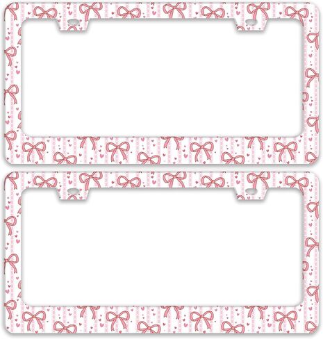 2 Pack Red Ladybug License Plate Frame Animal Flowers License Plate Holders Funny Stainless Steel Auto Accessory Bracket 2 Hole with Screws Universal Us Car License Plate Frames 6x12 in for Women Men in Saudi Arabia