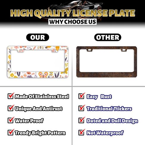 Cute Pink Heart License Plate Frame Stainless Steel Metal Auto Car Accessories Decoration with Screws License Plate Frame 2 Holes 6.3" x 12.2" for Women Gift in Saudi Arabia