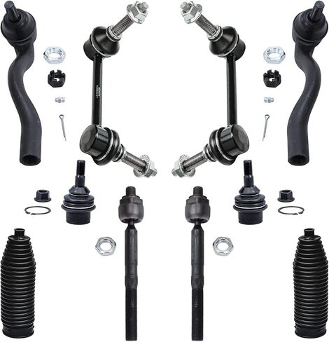 Detroit Axle - Front 10pc Suspension Kit for 2011-2015 Jeep Grand Cherokee Dodge Durango 2012 2013 2014, 2 Lower Ball Joints, 4 Inner & Outer Tie Rods, 2 Sway Bar Links, 2 Boots, Replacement in Saudi Arabia