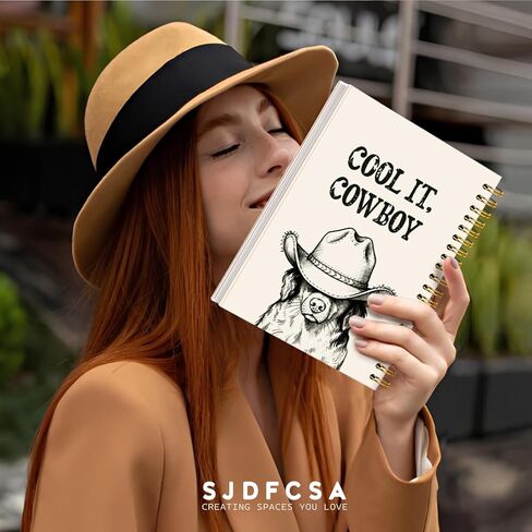 Funny Cat Notebook Journal Gifts for Women Men, Western Gifts for Women, Cute Notebooks for Women Girls Coworkers Cat Lovers, Western Cowboy School Office Supplies 5.5x8.4 Inch in Saudi Arabia