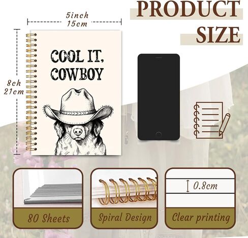 Funny Cat Notebook Journal Gifts for Women Men, Western Gifts for Women, Cute Notebooks for Women Girls Coworkers Cat Lovers, Western Cowboy School Office Supplies 5.5x8.4 Inch in Saudi Arabia