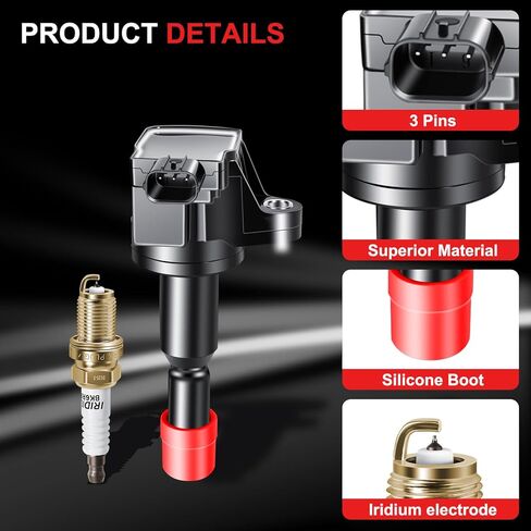 UF581 Ignition Coils Pack Iridium Spark Plugs Fits for Honda Fit L4 1.5L 2007 2008 Replaces# UF581 7092 Set of 4 in Saudi Arabia