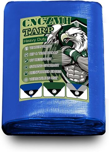 Tarp Heavy Duty Waterproof 4x6 Feet 2 Pack, 10 Mil Thick Blue Poly Tarps Outdoor, Metal Grommets, Reinforced Edges, Multipurpose Tarpaulin Protective Cover for Camping, Boat, Swimming Pools, in Saudi Arabia