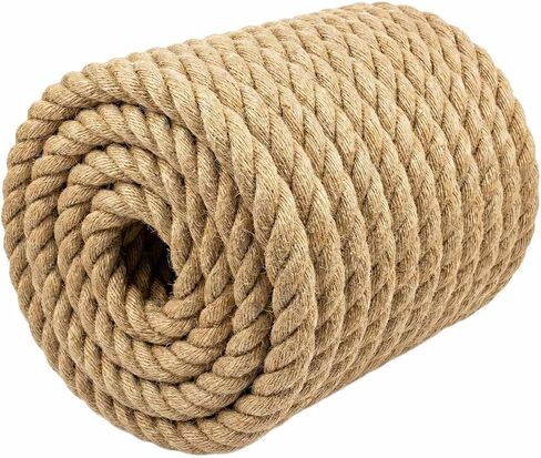 Natural Jute Rope (3/4 Inch x 100 Feet) Thick Hemp Rope Twisted Manila for DIY Crafts, Deck Railings, Hanging Swing, Nautical Decorating in Saudi Arabia