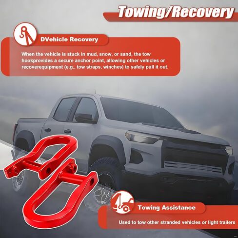 Front Tow Hooks Ring Compatible with Chevy Silverado GMC Sierra 1500 Front Lower Bumper Trailer Ring, Red 2Pcs, Replace 84192871 in Saudi Arabia