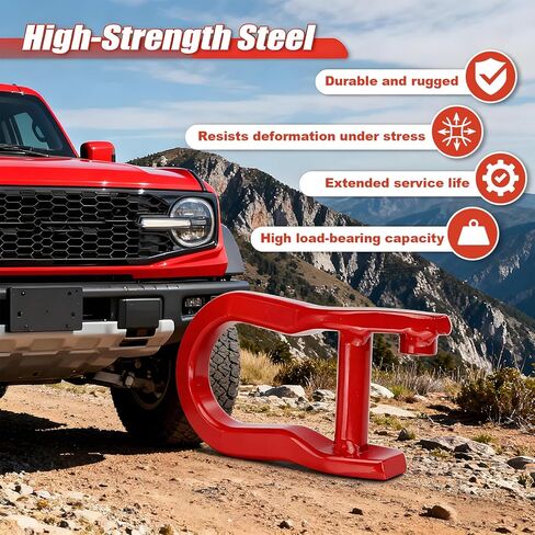 Front Tow Hooks Ring Compatible with Chevy Silverado GMC Sierra 1500 Front Lower Bumper Trailer Ring, Red 2Pcs, Replace 84192871 in Saudi Arabia
