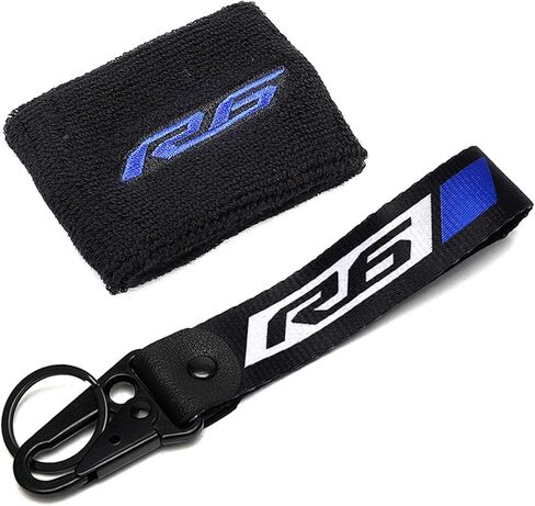 Compatible with R6 YZFR6 YZF R6 R6S 1999-2021 2022 2023 2024 2025 Motorcycle Front Brake Fluid Reservoir Sock Cover Oil Cup Sock & Keyring Key Chain (Blue) in Saudi Arabia