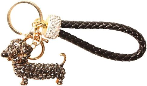 قطعة واحدة من سلسلة مفاتيح Dachshund المصنوعة من حجر الراين المتلألئ - تتميز بسلاسل سوداء وذهبية، ولمسات من السبائك ومشبك جراد البحر، ومجوهرات مرحة للكلاب لمفاتيح السيارة، وإكسسوارات حقيبة الظهر in Saudi Arabia