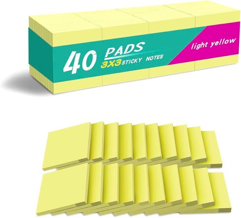 Sticky Notes 3x3 Inches, Yellow Colors Self-Stick Pads, Easy to Post for Home, Office, Notebook (40) in Saudi Arabia