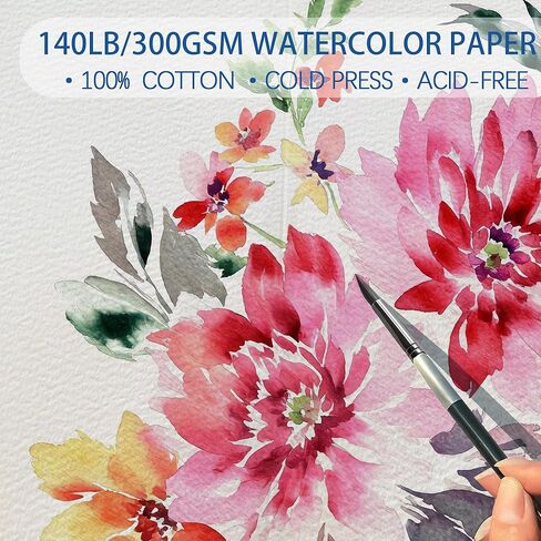 50 Pack Blank Watercolor Cards with Envelopes 4 x 6 Inch 140lb/300GSM 100% Cotton Heavyweight Foldable Water Color Cardstock, Acid-Free Watercolor Cards to Paint for Christmas Birthday in Saudi Arabia